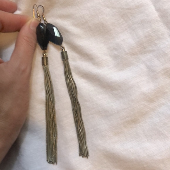 EARRINGS FLAPPER w/silver chain tassels VINTAGE - Picture 4 of 4